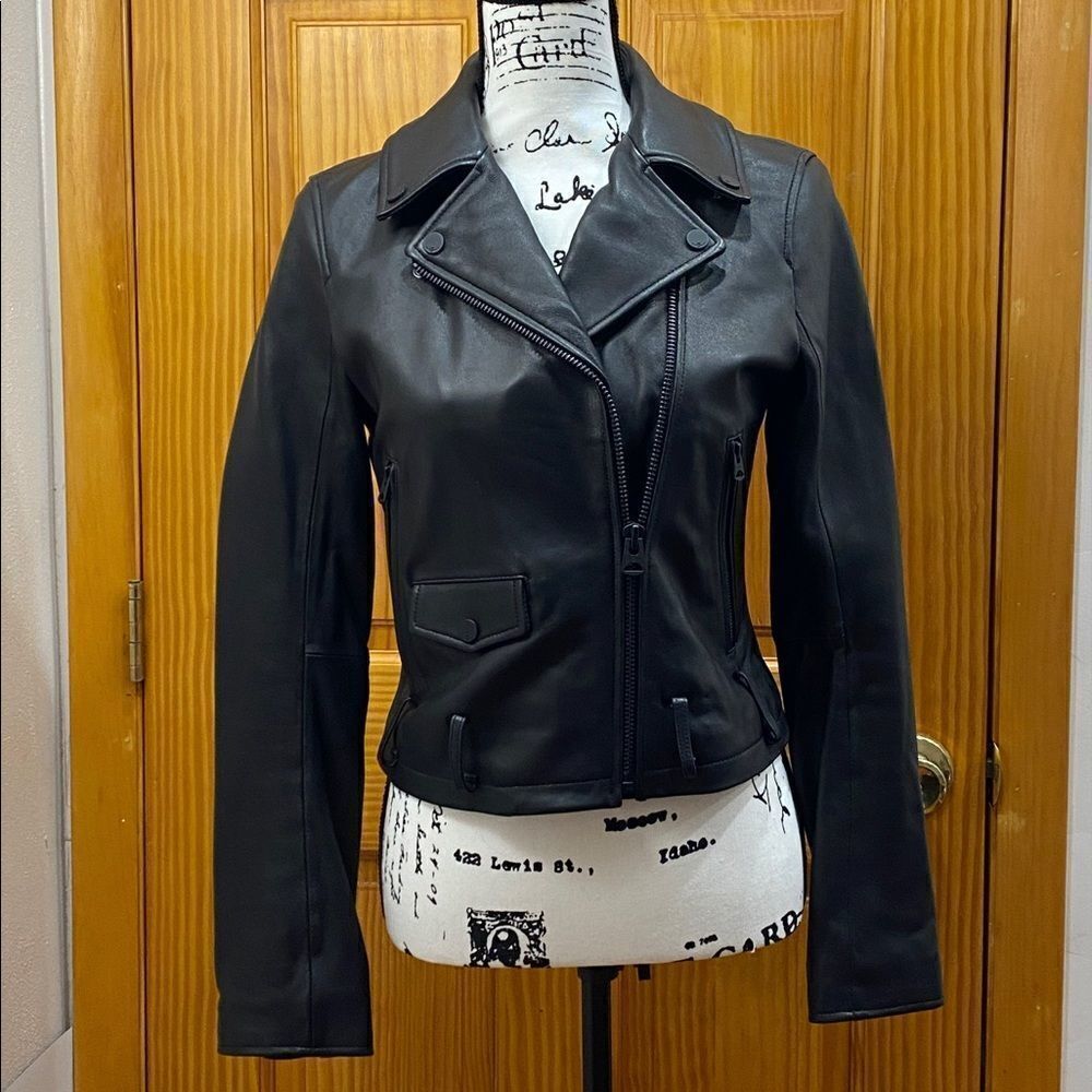 7 for all mankind leather moto jacket size XS